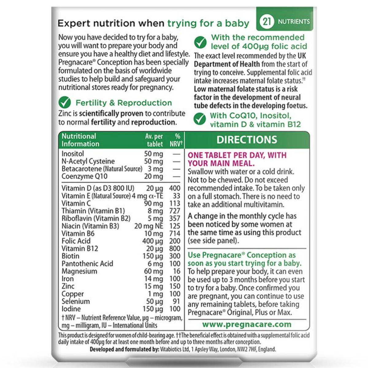 Pregnacare Avant Conception - 30 Comprimés