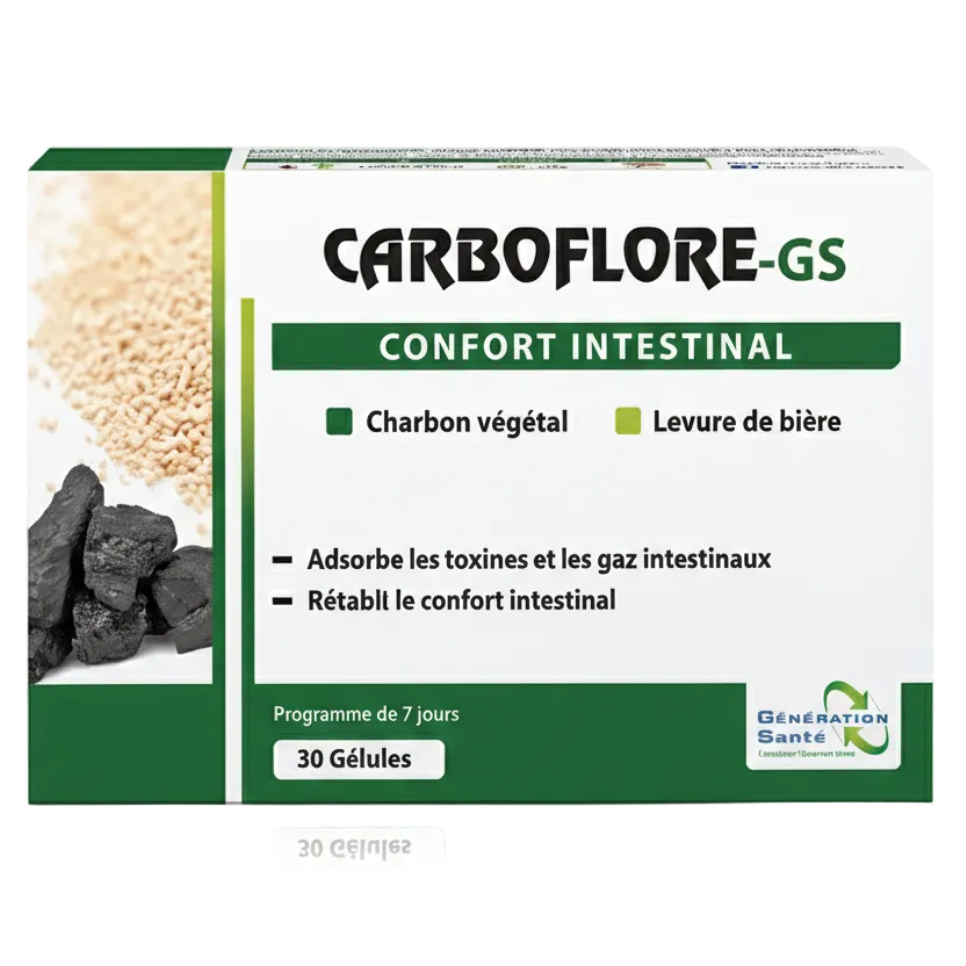 Carboflore - Charbon Végétal et Probiotique - 30 Capsules