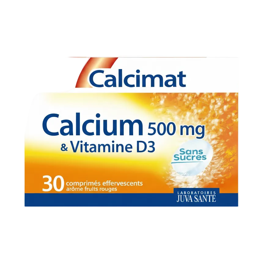 Calcimat Calcium et Vitamine D3 - Comprimés Sans Sucre