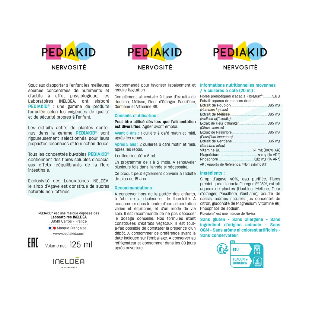 Pediakid Sirop pour la Nervosité (125 mL)