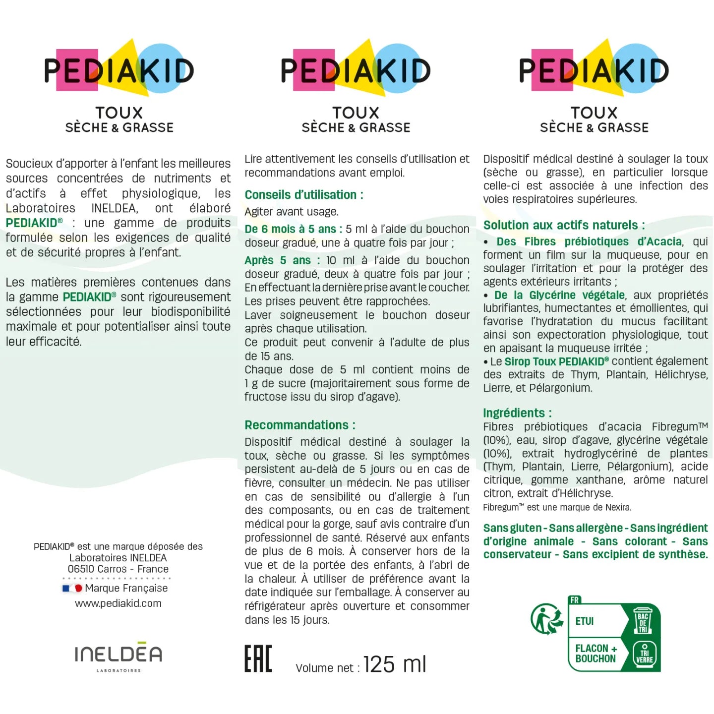 Pediakid Sirop pour la toux sèche & grasse (125 mL)